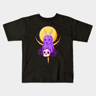 Creepy Rabbit With Antlers Occult Goth Kids T-Shirt